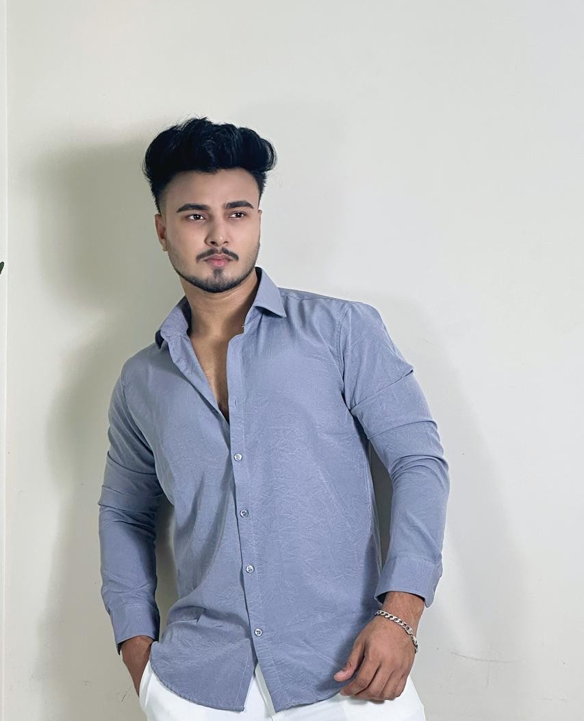 Ash Colour China Formal Shirt Crushed